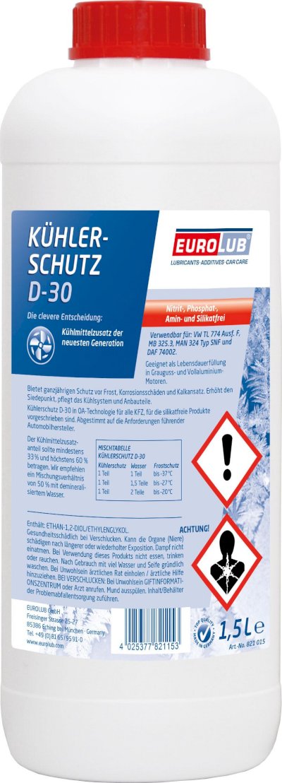 EUROLUB ANTIFREEZE D30 RED 100% 1.5LT