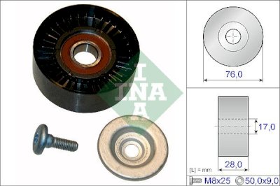 INA 532 0648 10 Deflection / Guide Pulley, v-ribbed belt-بكرة تندير مسح صغيرة DB M271/ W203 W211/ C180 C200